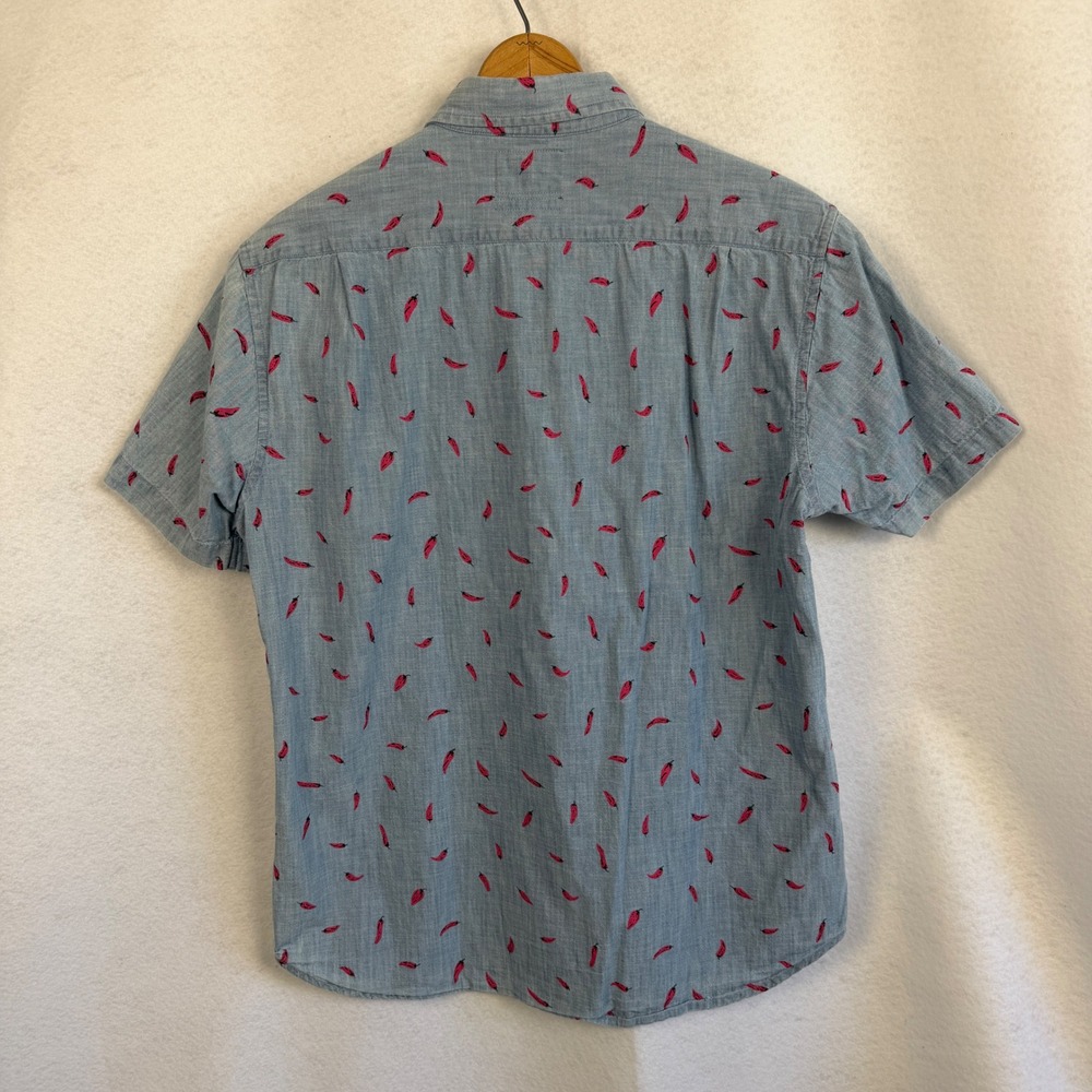 Bonobos Mens Large Slim Fit Short Sleeve Chili Pepper Button Down Shirt Blue - Picture 5 of 9